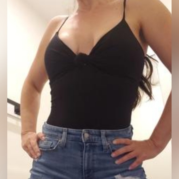 Express body Contour Compress Silky Knotted Front. Thong Bodysuit size small - Picture 2 of 9